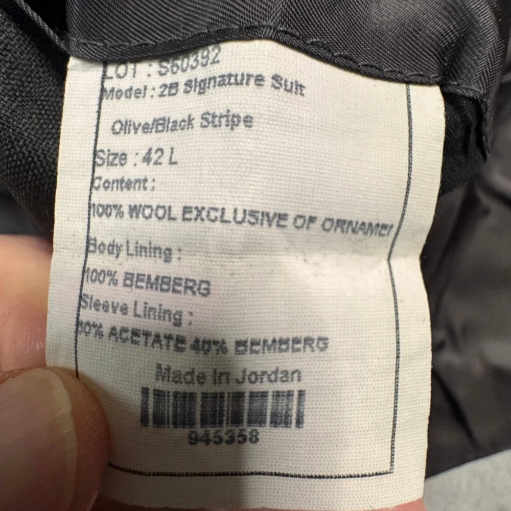 JOS A BANK Signature Collection Mens Wool Pinstripe Suit Jacket and Pants EUC!‎